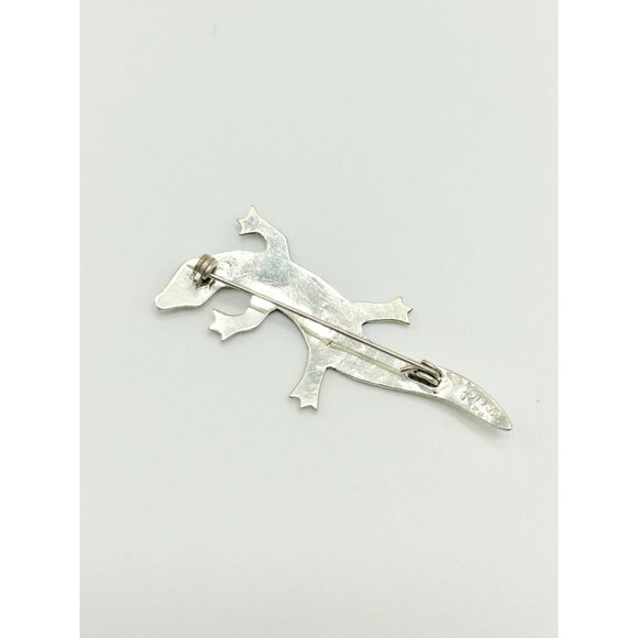 Vintage Alpaca Silver Mexico Lizard Gecko Pin Brooch with Abalone Shell Inlay - Picture 7 of 10